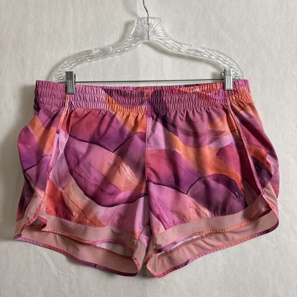 Athleta Women's Size XL Printed Zip Pocket Mesh Racer Run Shorts 4" Inseam - Picture 1 of 10